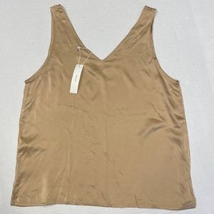 Vince 100% pure 22MM Mulberry silk tan tank sleeveless size S